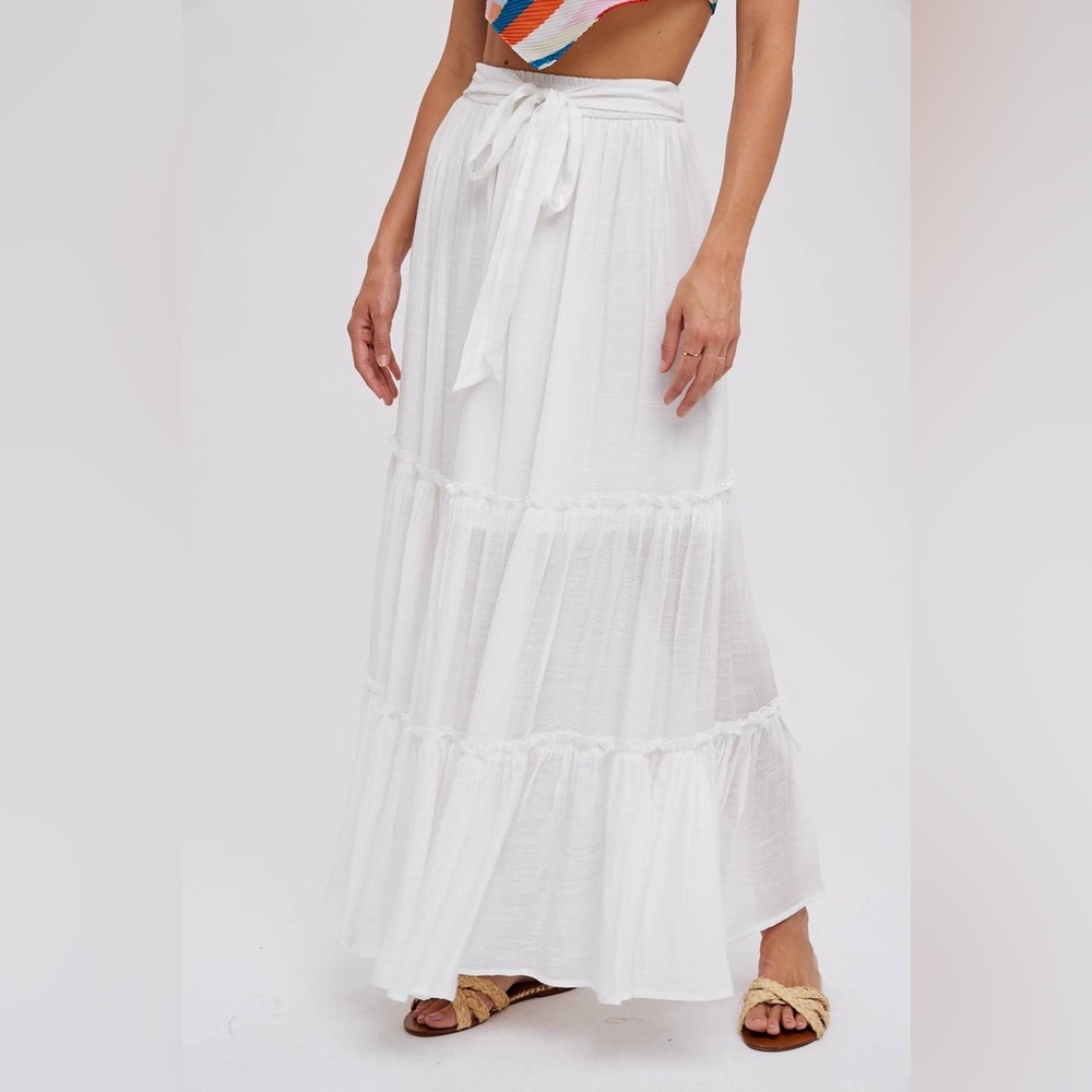 White Flowy Maxi Skirt